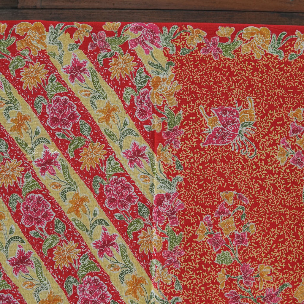 JavaPitu - Sarung Batik Cap Rayon Paris Handmade - Bunga Magnolia - 6407