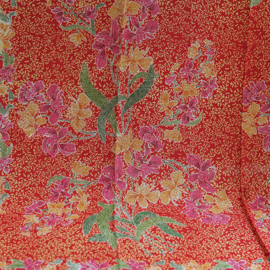 JavaPitu - Sarung Batik Cap Rayon Paris Handmade - Bunga Magnolia - 6407