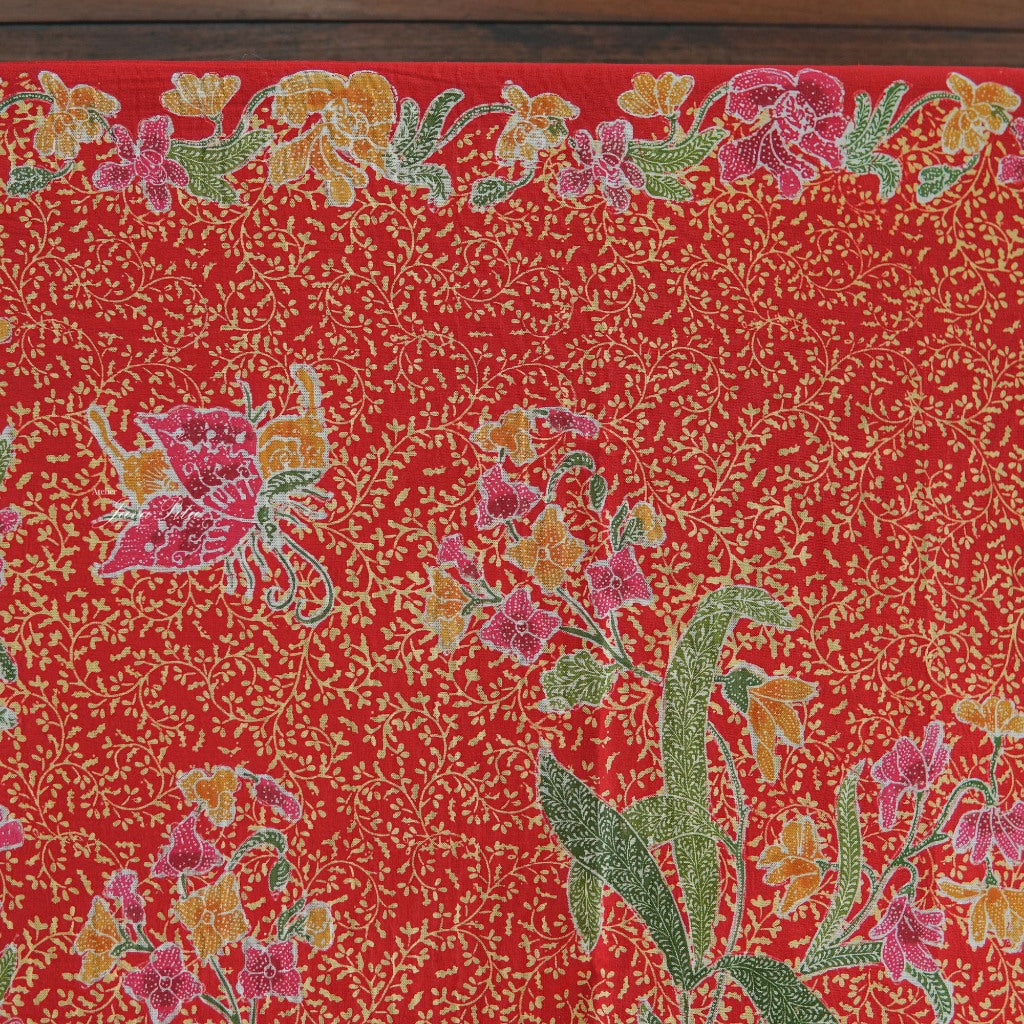 JavaPitu - Sarung Batik Cap Rayon Paris Handmade - Bunga Magnolia - 6407