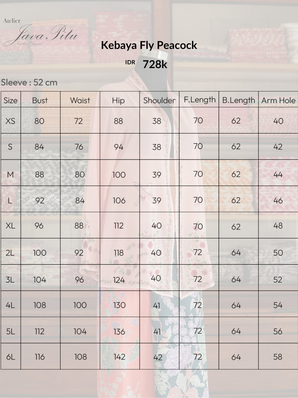 Kebaya Fly Peacock - 100% Voile Cotton - JavaPitu