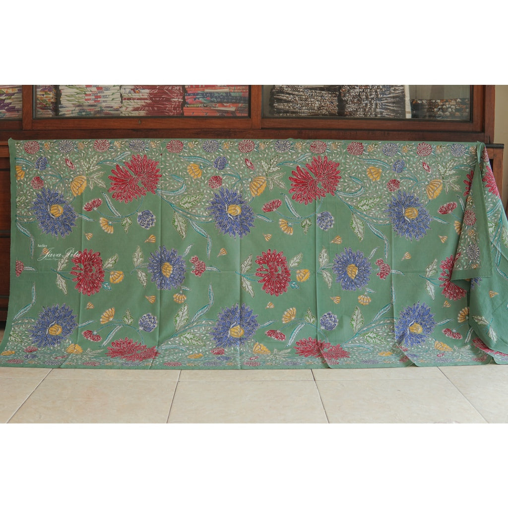 Batik Tulis Cap Tradisional - Chrysant Green - Javapitu