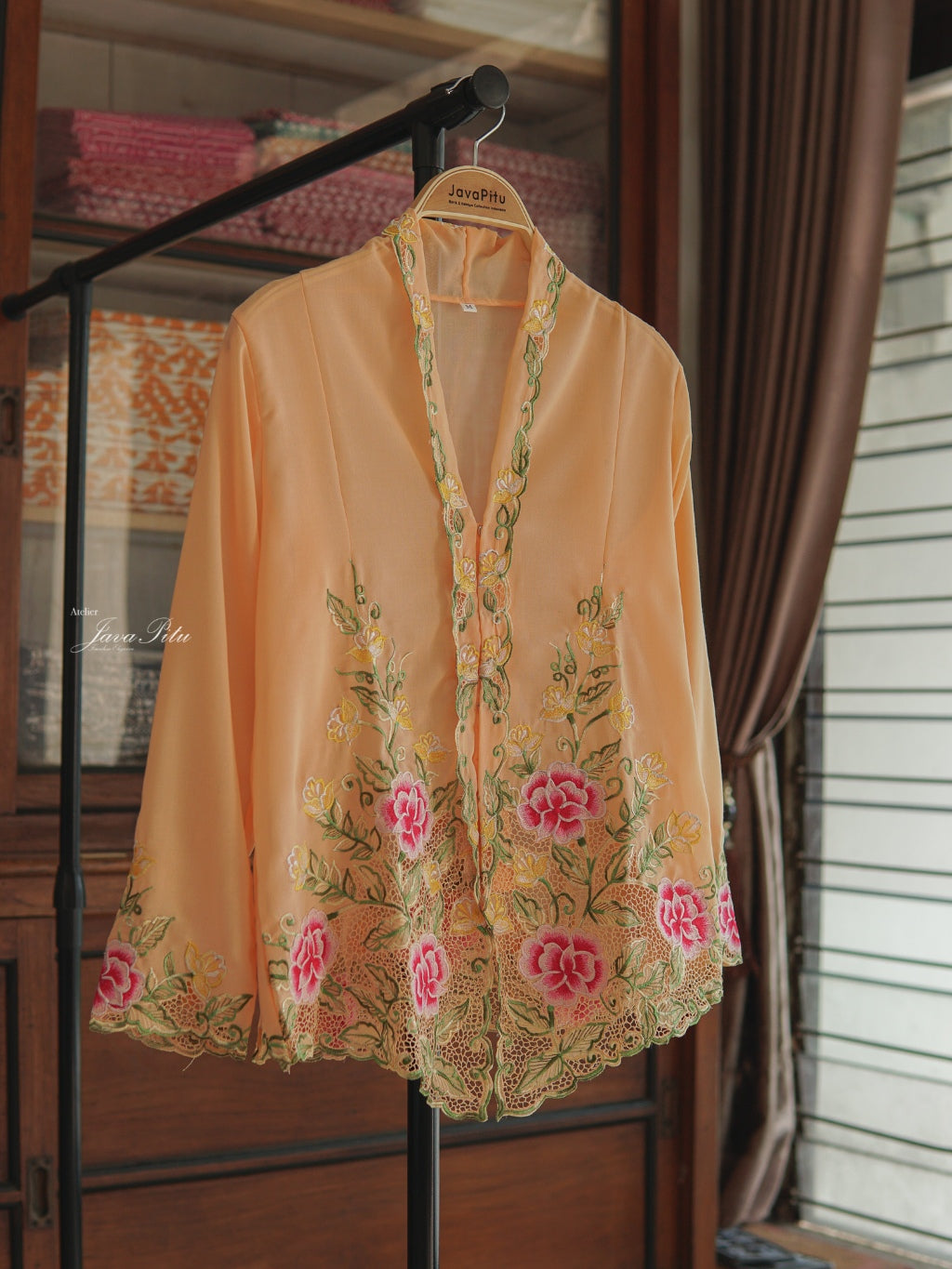 Kebaya Peach Pastel Kerancang - JavaPitu