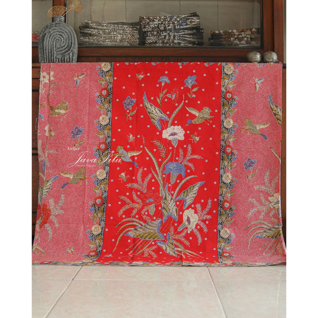 Batik Textile - Bunga Seroja Latar Beras mawur - GoldenLuxe - JavaPitu