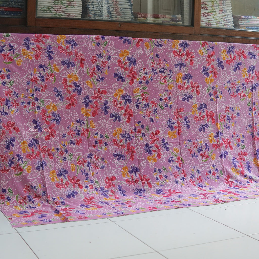 JavaPitu - Kain Batik Cap Rayon Paris Handmade - Bunga Anggrek - SweetOrchid