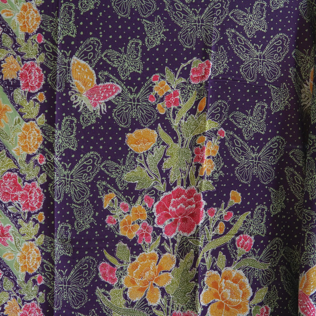 JavaPitu - Sarung Batik Cap Rayon Paris Handmade - Bunga Magnolia - LavenderSymphony