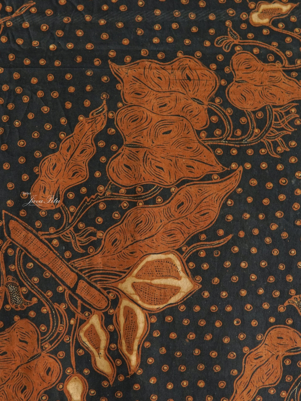 JavaPitu - Batik Tulis Sogan lawasan - Kembang Lotus latar Brinthik