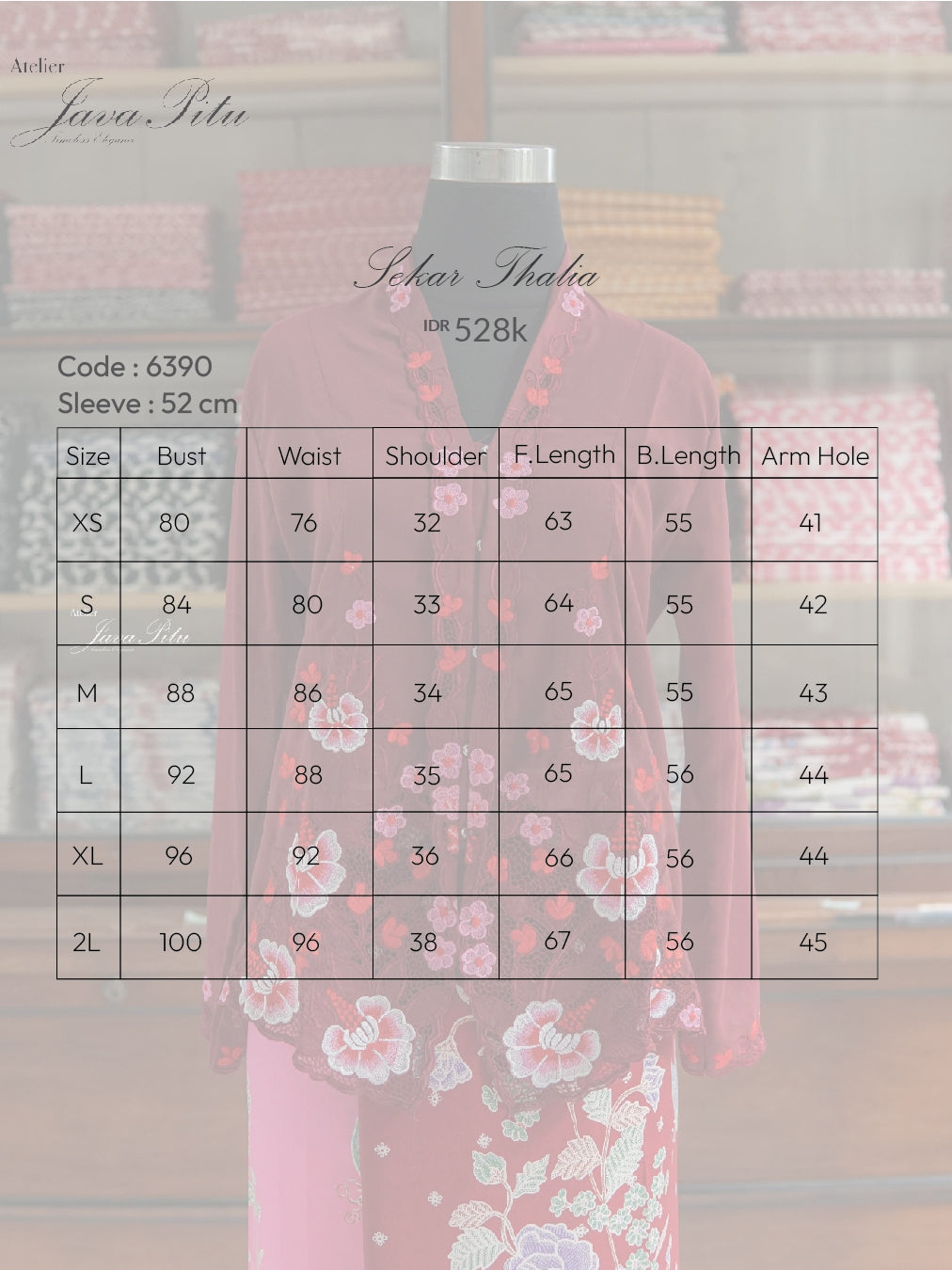 JavaPitu - Kebaya Peranakan - Sekar Tahlia - Handmade Embroidery - 6390