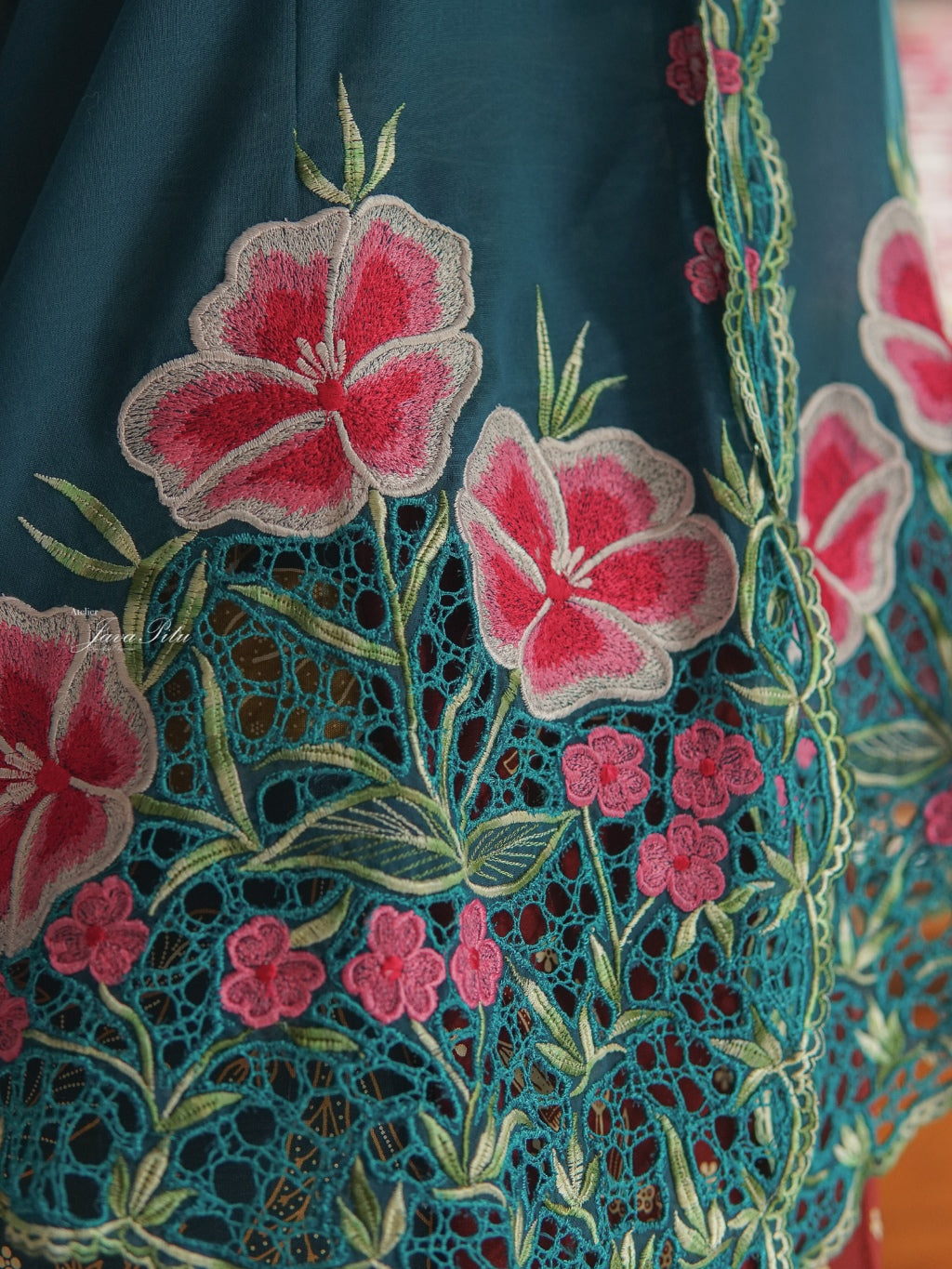 JavaPitu - Kebaya Adenium Prussian Blue - Handmade Kerancang - 6360