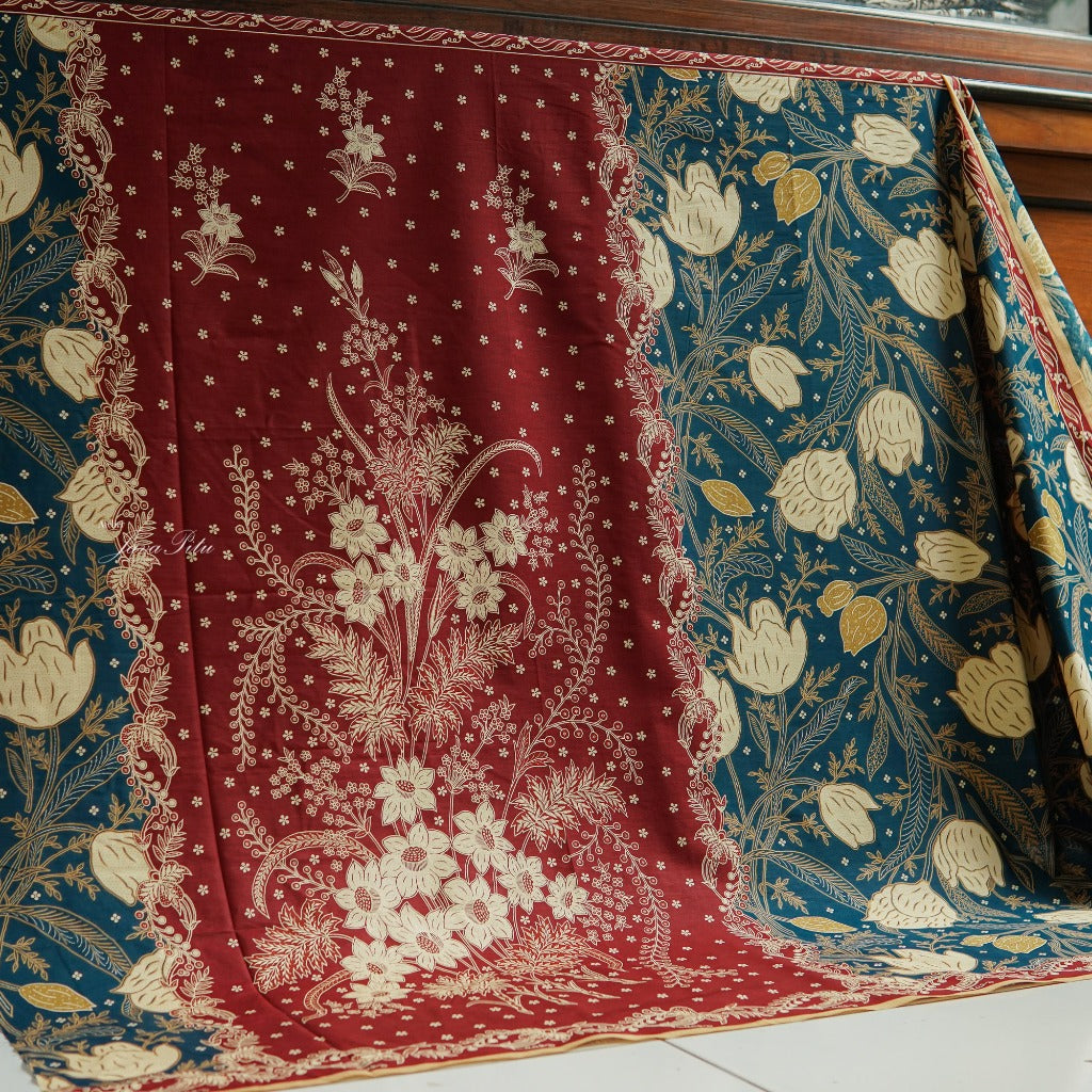 JavaPitu - Kebaya Adenium Prussian Blue - Handmade Kerancang - 6360