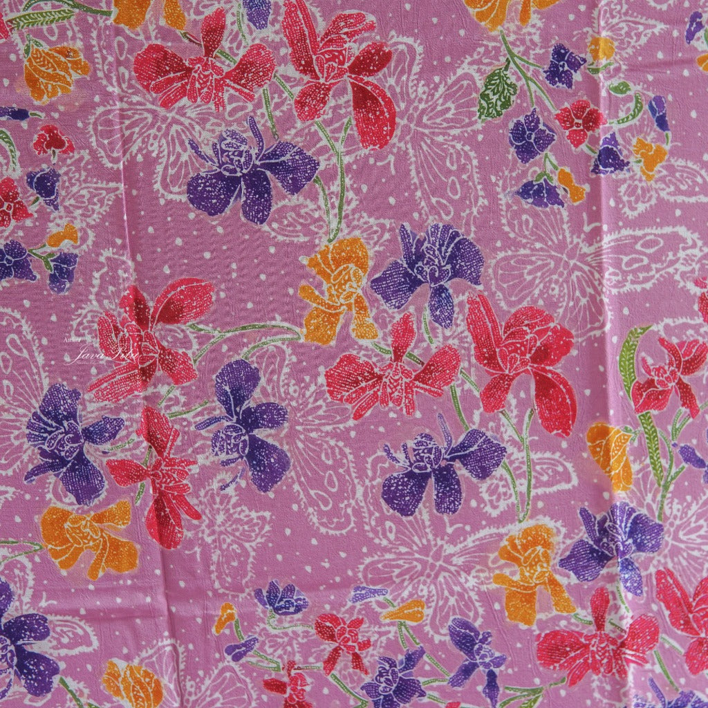 JavaPitu - Kain Batik Cap Rayon Paris Handmade - Bunga Anggrek - SweetOrchid