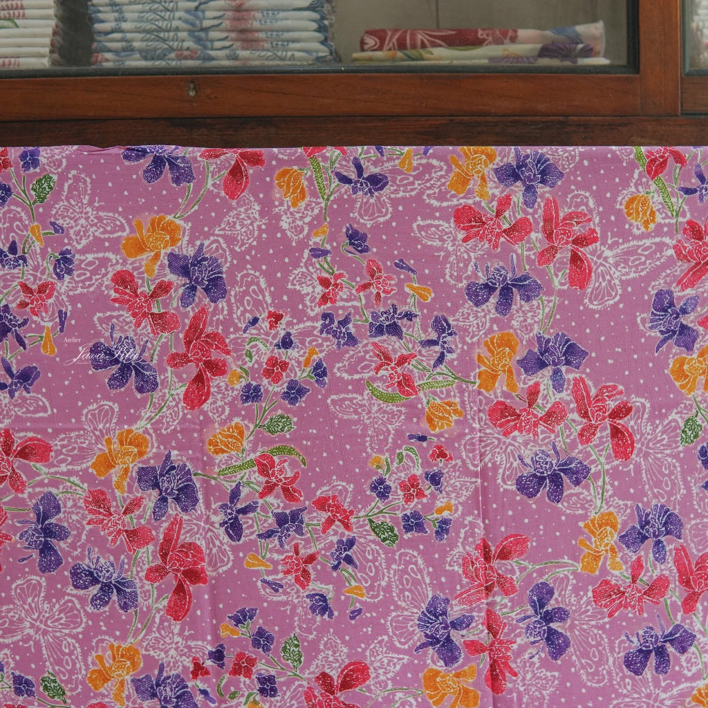 JavaPitu - Kain Batik Cap Rayon Paris Handmade - Bunga Anggrek - SweetOrchid