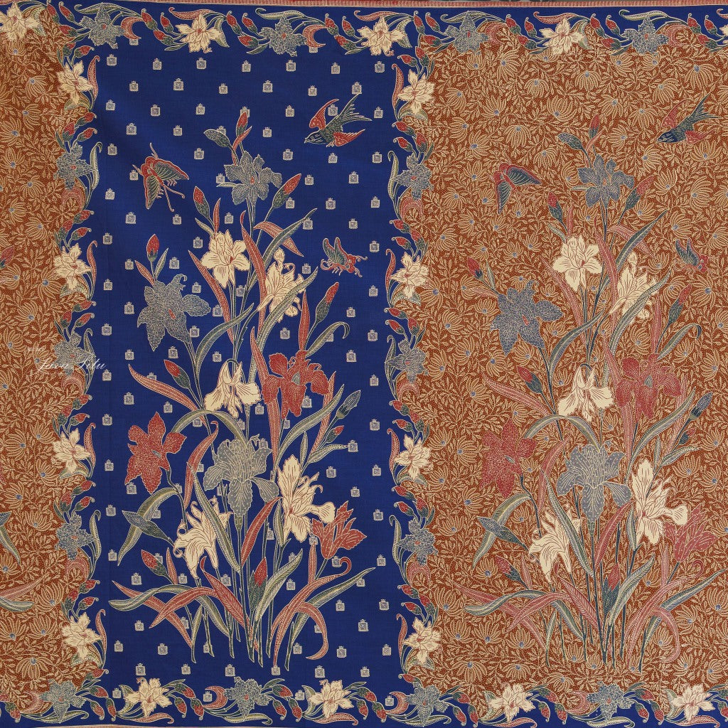 JavaPitu Rok Lilit - Kain Batik katun Premium Bunga Iris Flower Maroon Hijau, Halus 2 meter - 6475