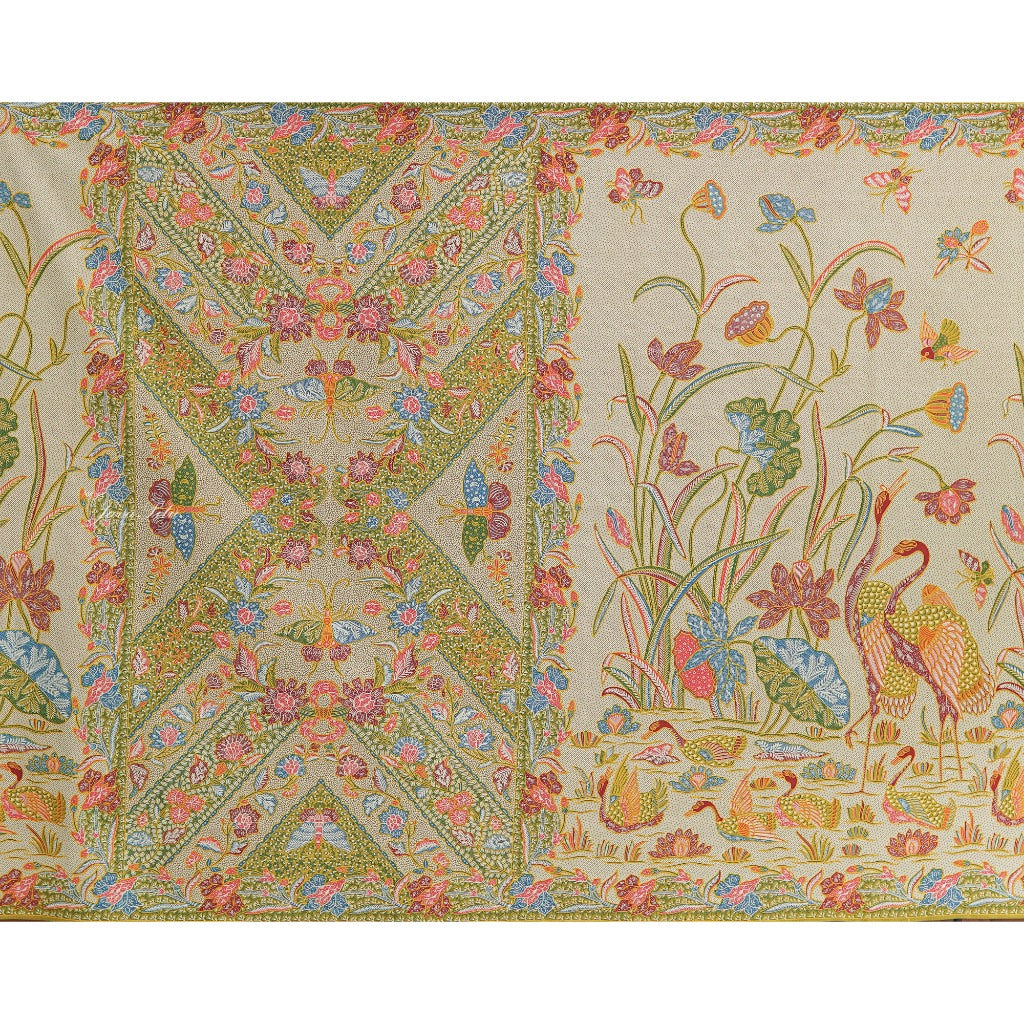 JavaPitu Rok Lilit - Kain Batik katun Premium bunga LotusGarden Hijau, Halus 2 meter - 6463