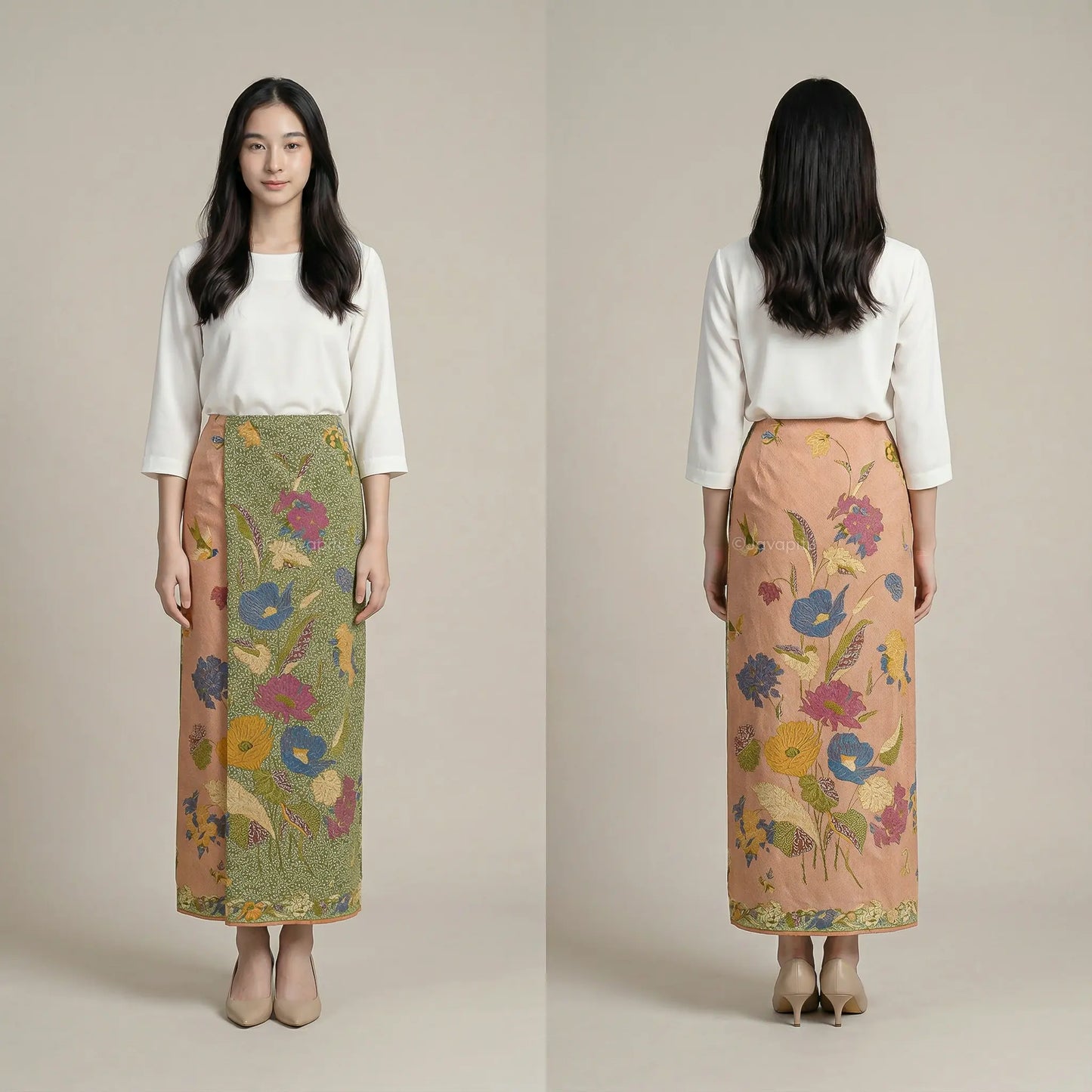 Kain Batik Halus - Bunga Magnolia - MintBlush