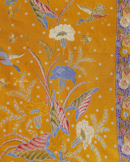 Batik Textile - Bunga Seroja Latar Beras mawur - GoldenLuxe - JavaPitu