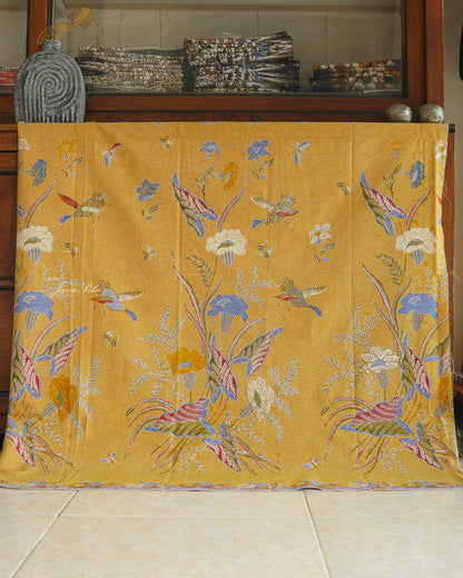 Batik Textile - Bunga Seroja Latar Beras mawur - GoldenLuxe - JavaPitu