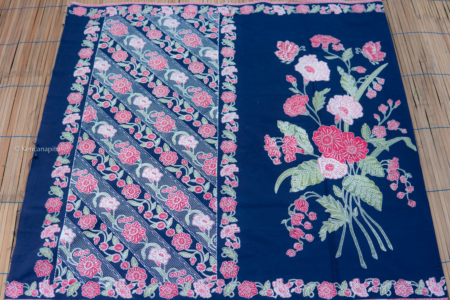 Sarung Batik Tulis cap, Bunga Peony, Handmade