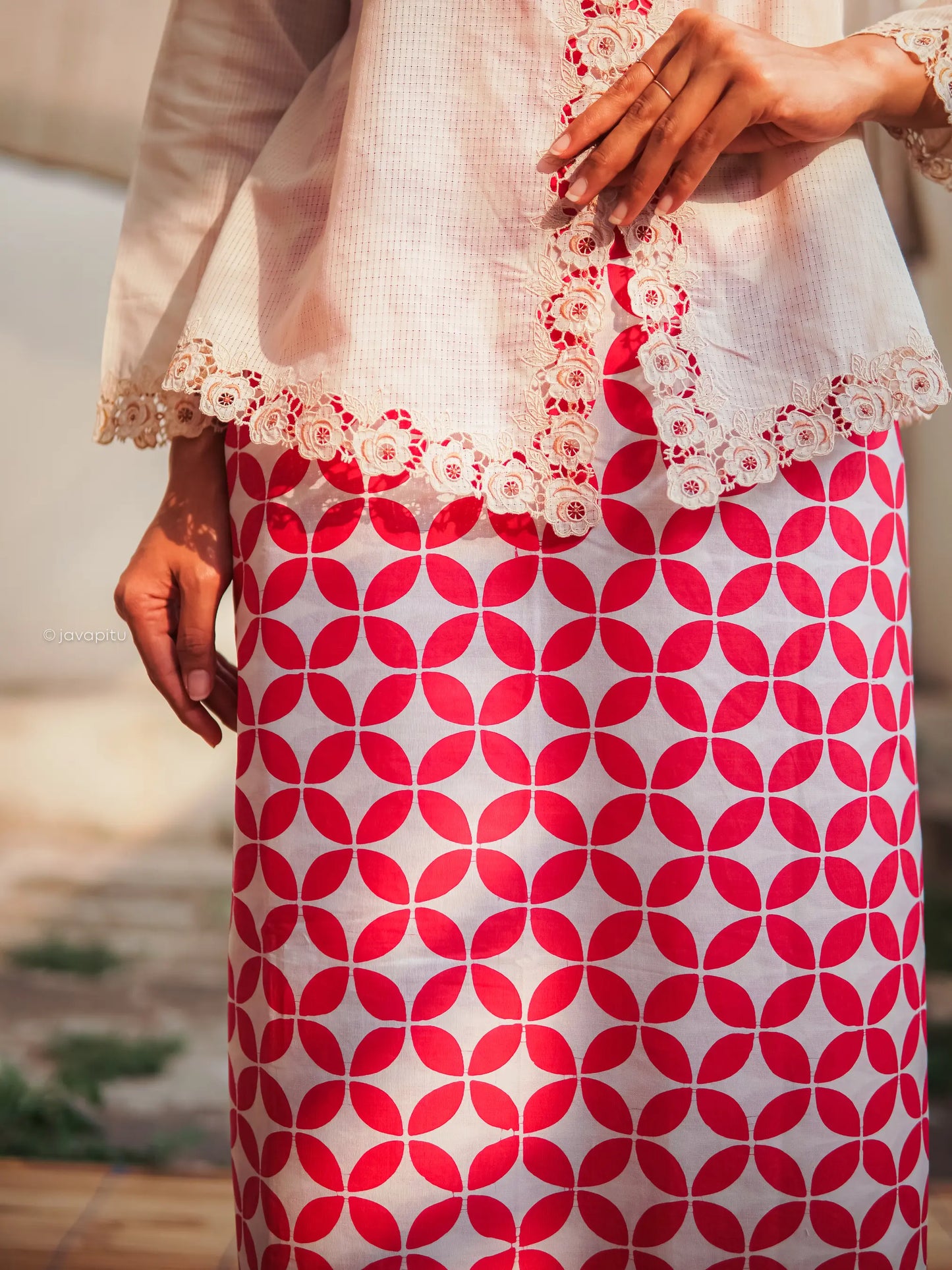 Batik Cap Tradisional - KuncupBunga Merah Muda - Javapitu