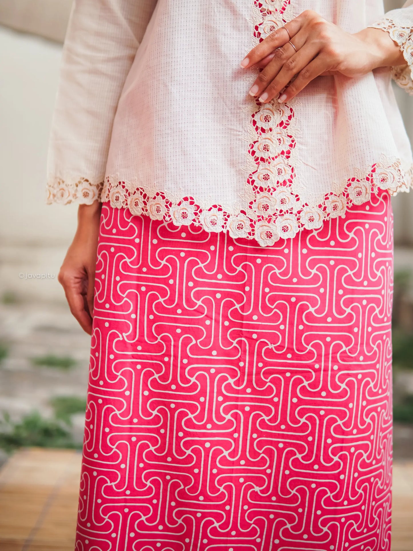 Batik Cap Tradisional - Sanxing Merah Muda - Javapitu