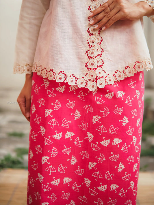 Batik Cap Tradisional - Umbrella Merah Muda - Javapitu