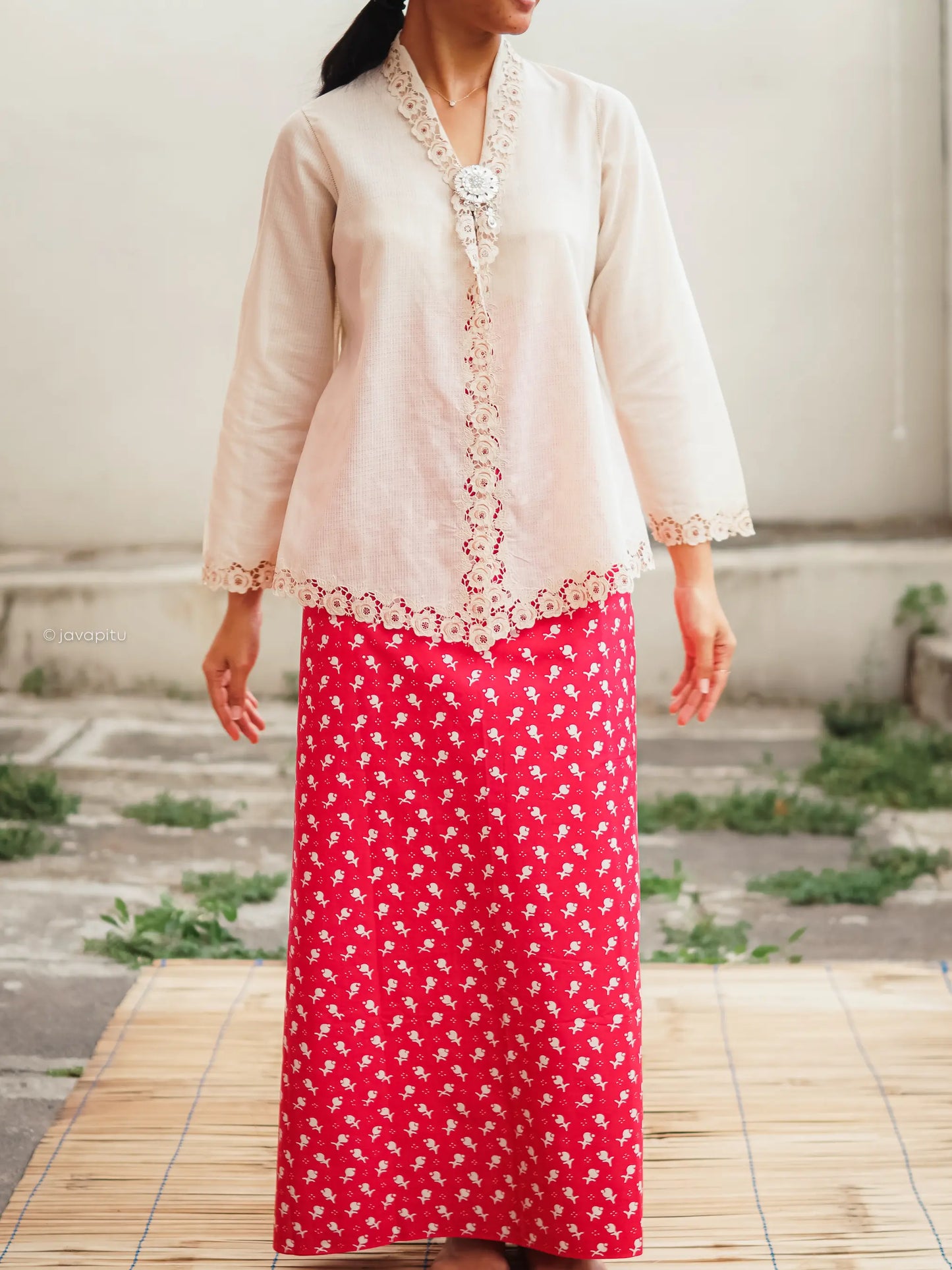 Batik Cap Tradisional - KuncupBunga Merah Muda - Javapitu