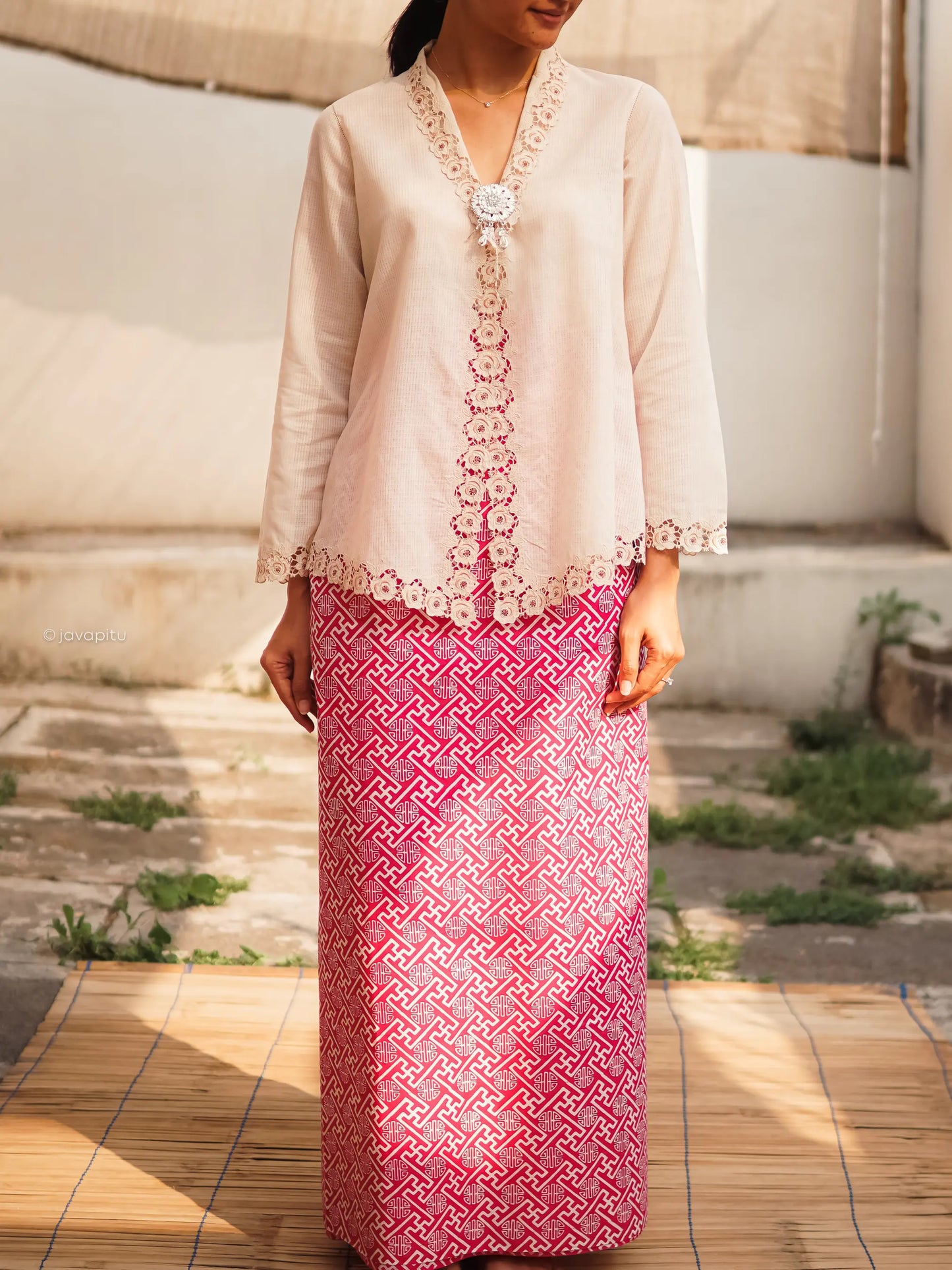 Batik Cap Tradisional - Sanxing Merah Muda - Javapitu