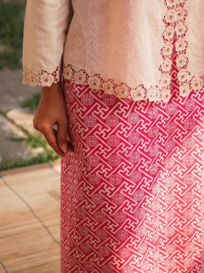 Batik Cap Tradisional - KuncupBunga Merah Muda - Javapitu