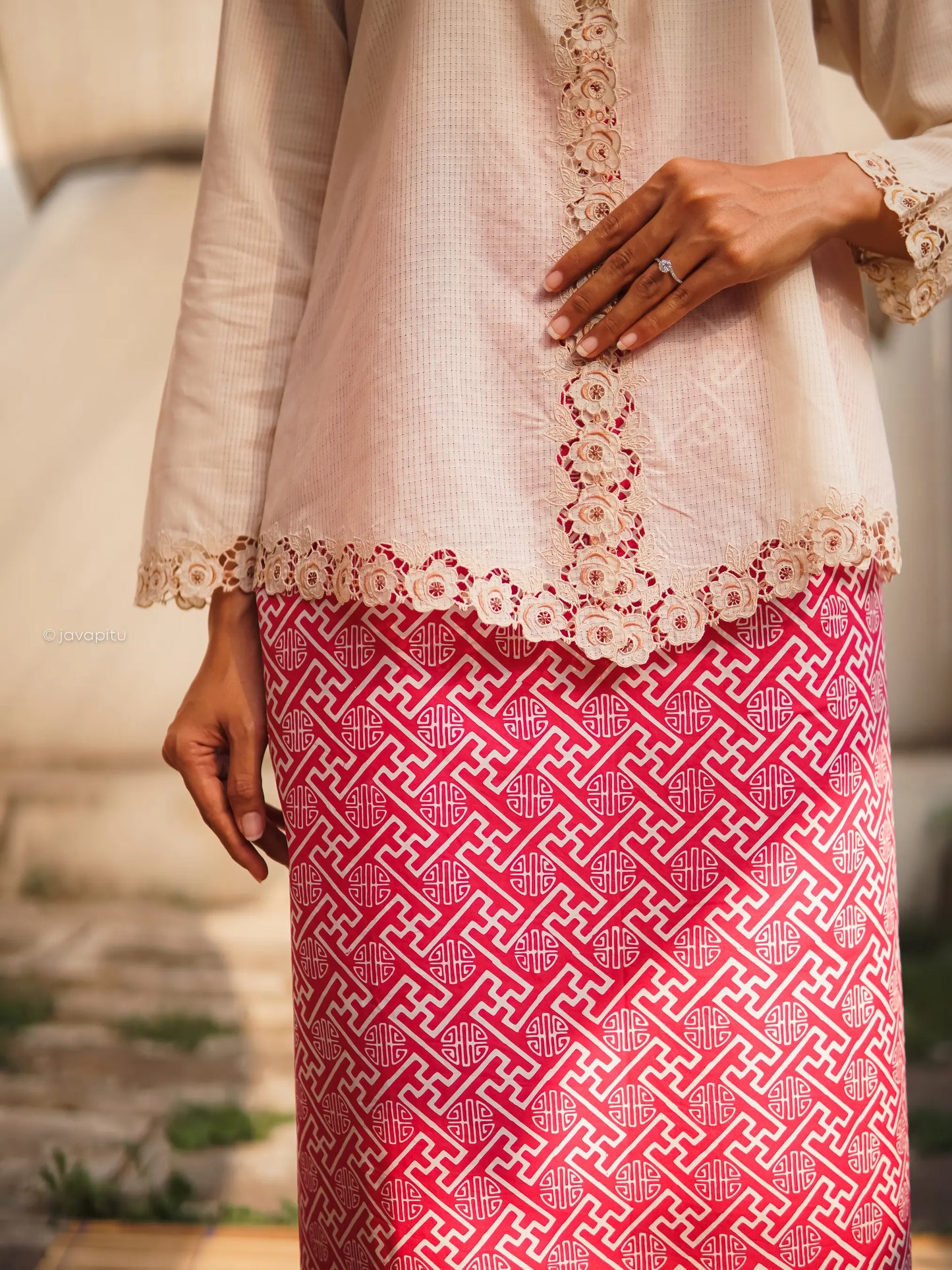 Batik Cap Tradisional - Sanxing Merah Muda - Javapitu