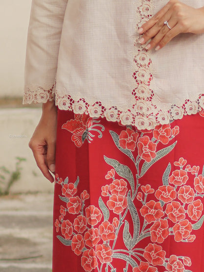 Batik Cap Tradisional - Sakura Bunga Merah - Javapitu