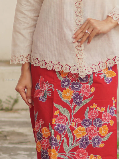 Batik Cap Tradisional - Sakura Bunga Merah - Javapitu