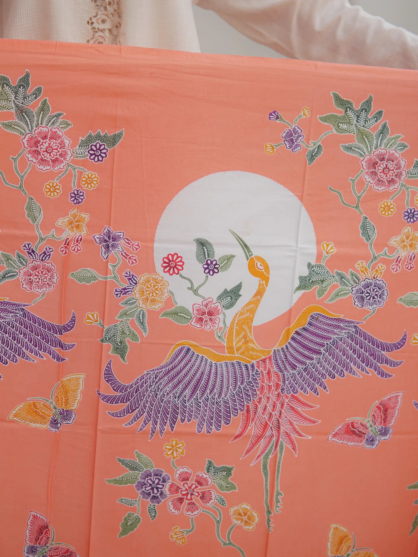 Batik Cap Tradisional - Dancing Peacock peach - Javapitu