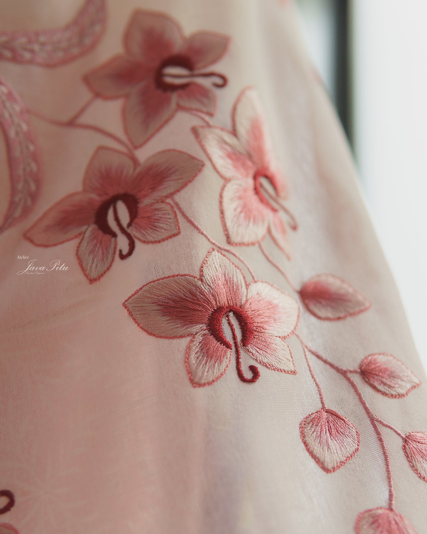 JavaPitu - Kebaya Orchid Premium sage - Handmade Embroidery