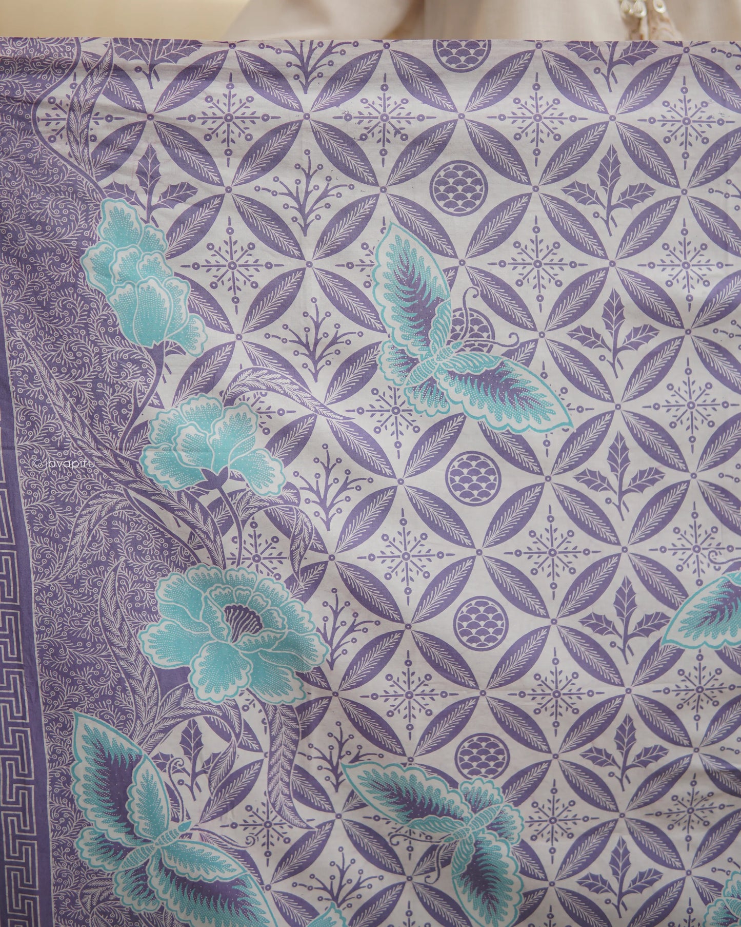 Batik Tulis Kombinasi - Hokokai latar Kawung warna Violet - Javapitu