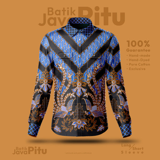 • Sawunggaling Biru : Kemeja Batik Tulis Pria - Javapitu