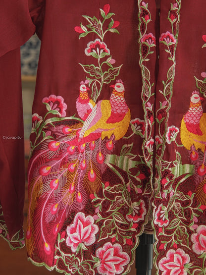 Kebaya Merak Maroon -Handmade Bordir - JavaPitu