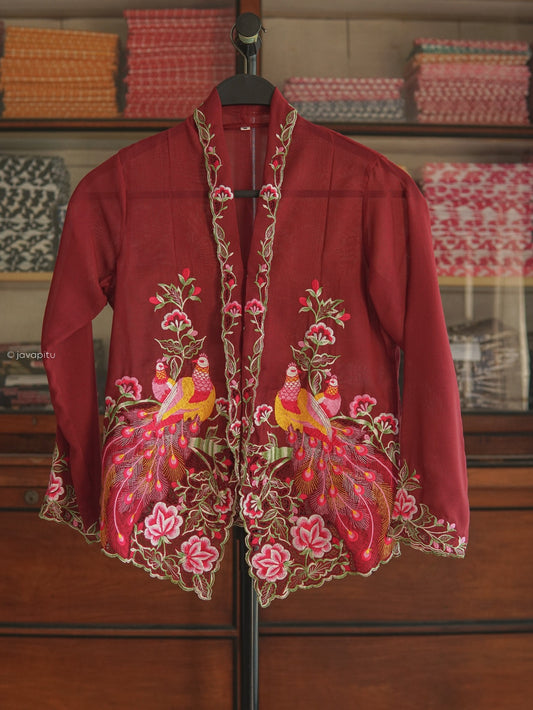 Kebaya Merak Maroon -Handmade Bordir - JavaPitu