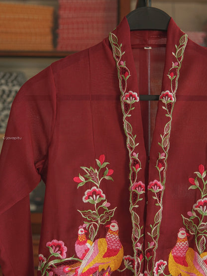 Kebaya Merak Maroon -Handmade Bordir - JavaPitu