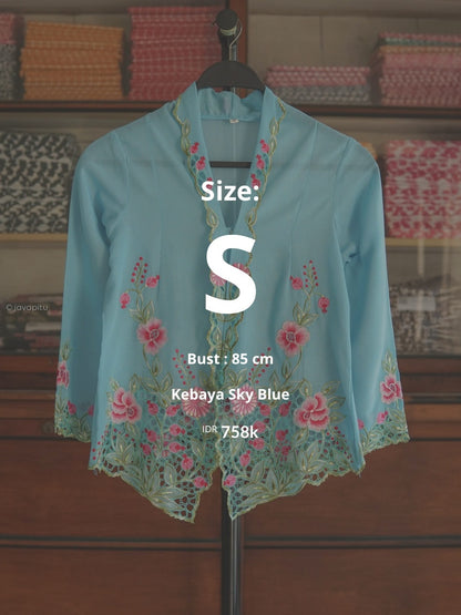 Kebaya SkyBlue Kerancang - Handmade Bordir - JavaPitu