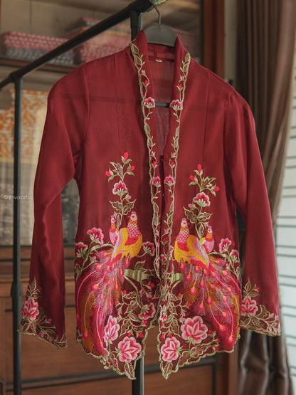 Kebaya Merak Maroon -Handmade Bordir - JavaPitu