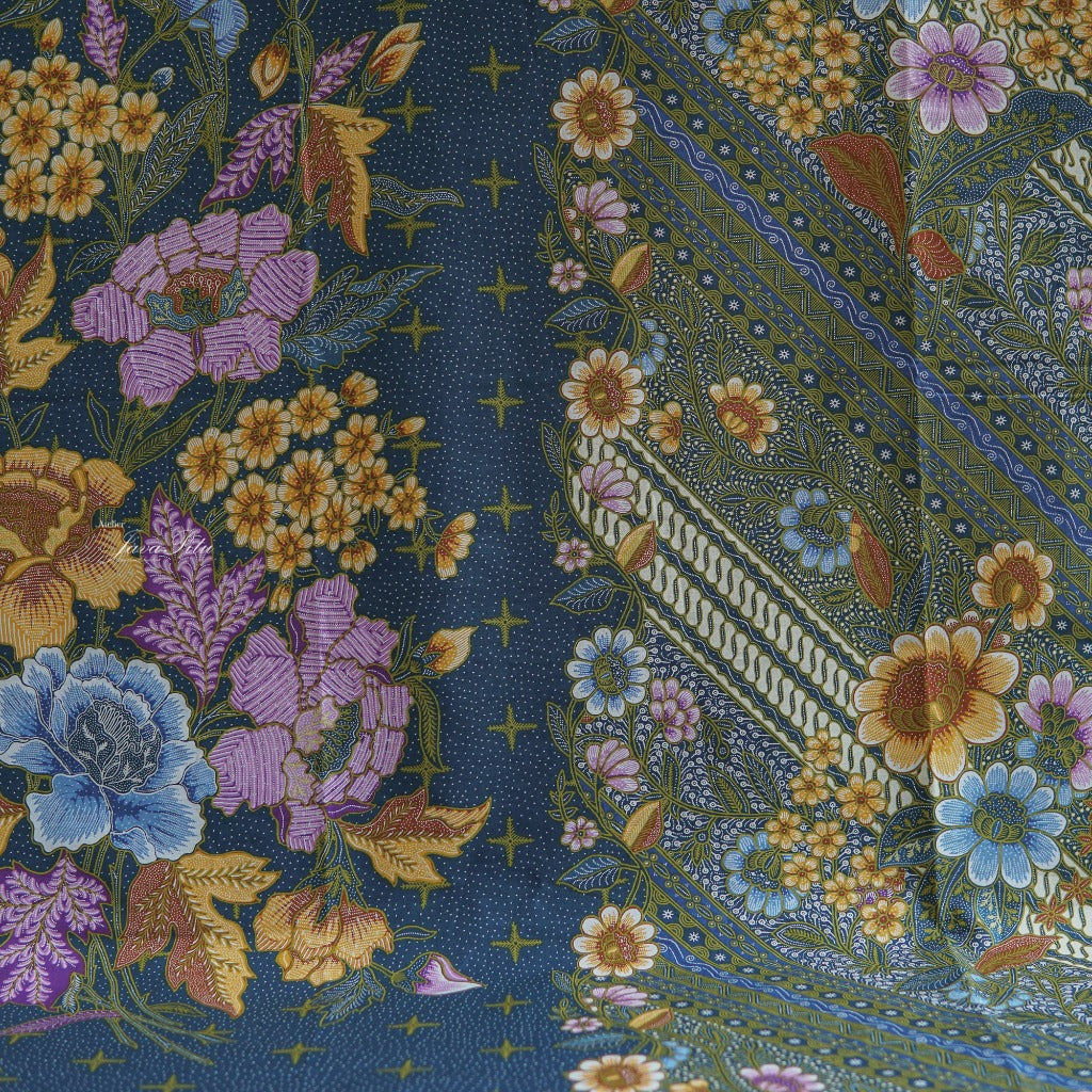 JavaPitu - Kain Batik Halus - DjawaBaru - Magnolia Hijau Biru - 6431 Kain Lilit - Sarung Lilit