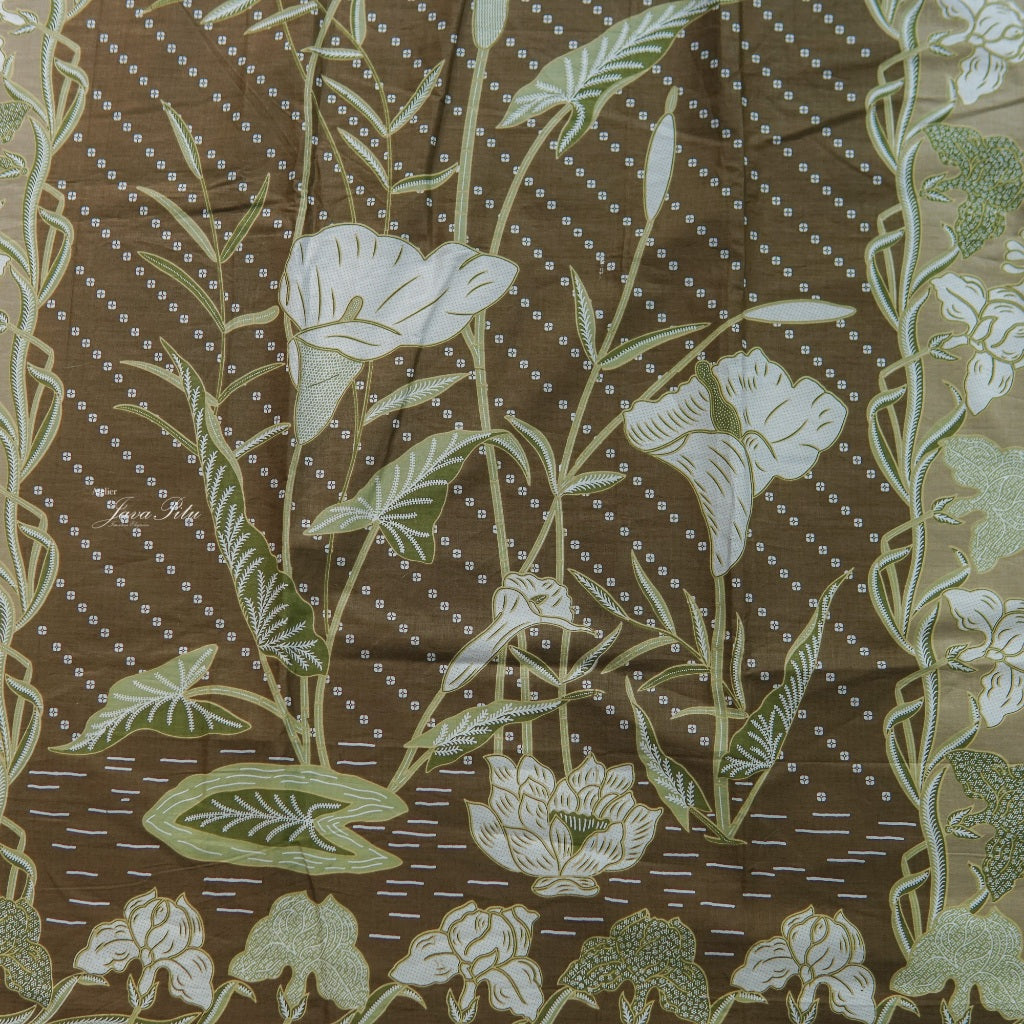 JavaPitu - Kain Batik Halus Arum Lily - Kain Lilit - Rok Lilit - 6404 - Hijau Coklat