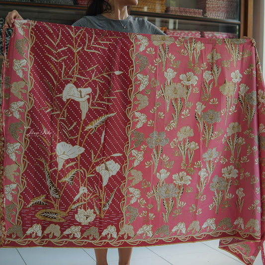 JavaPitu - Kain Batik Halus Arum Lily - Kain Lilit - Rok Lilit - 6404 - Pink