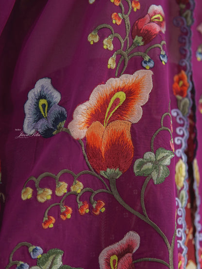 JavaPitu - Kebaya Peranakan Royal Trumpet - Handmade Embroidery - 6406