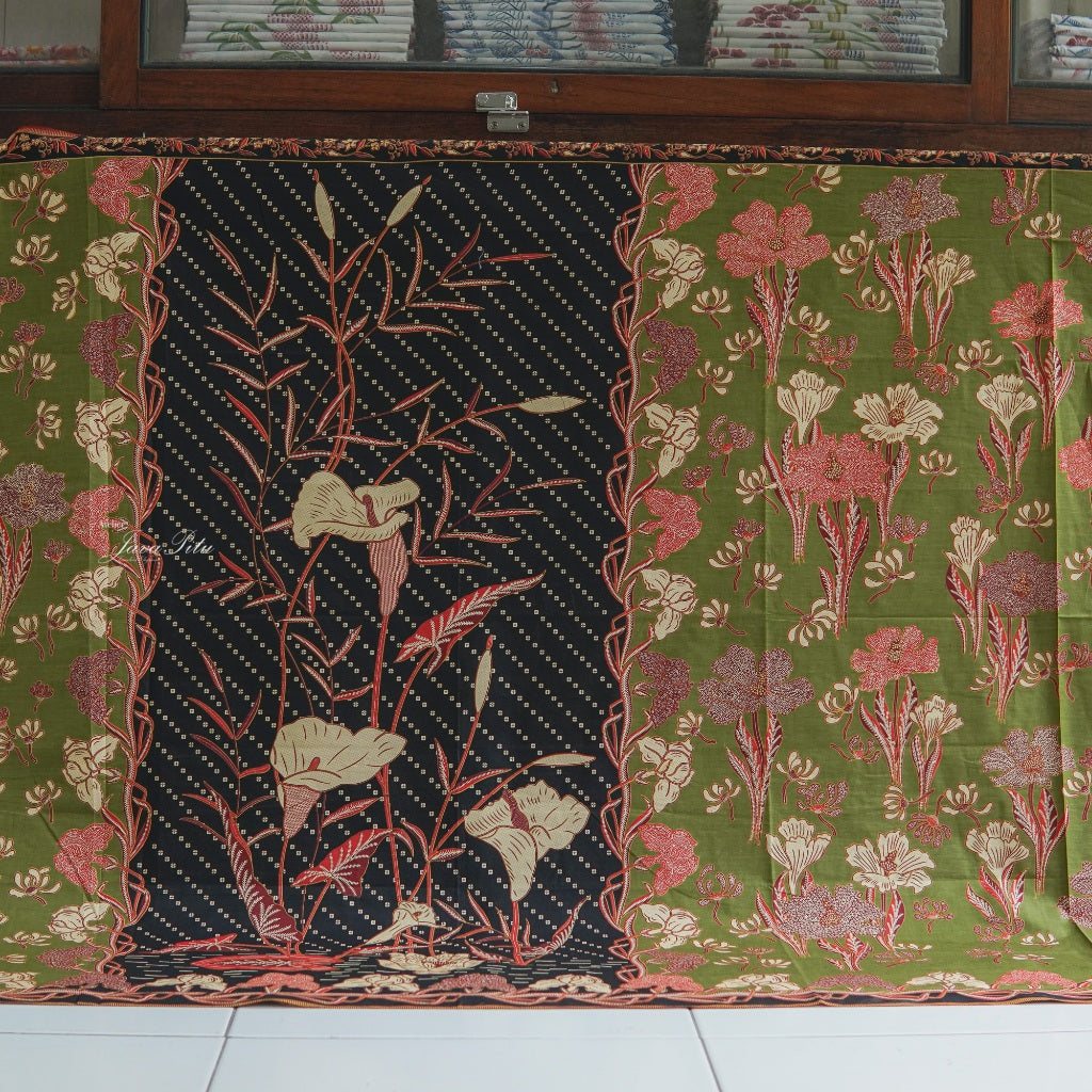 JavaPitu - Kain Batik Halus Arum Lily - Kain Lilit - Rok Lilit - 6404 -  Warm Olive