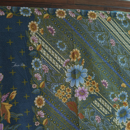 JavaPitu - Kain Batik Halus - DjawaBaru - Magnolia Hijau Biru - 6431 Kain Lilit - Sarung Lilit