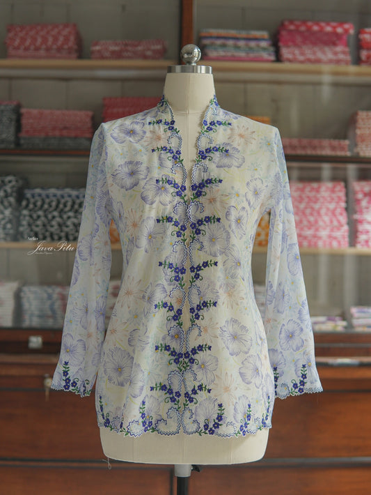 JavaPitu - Kebaya Handmade Halus - CelestFlora - Kebaya Biru - 6429