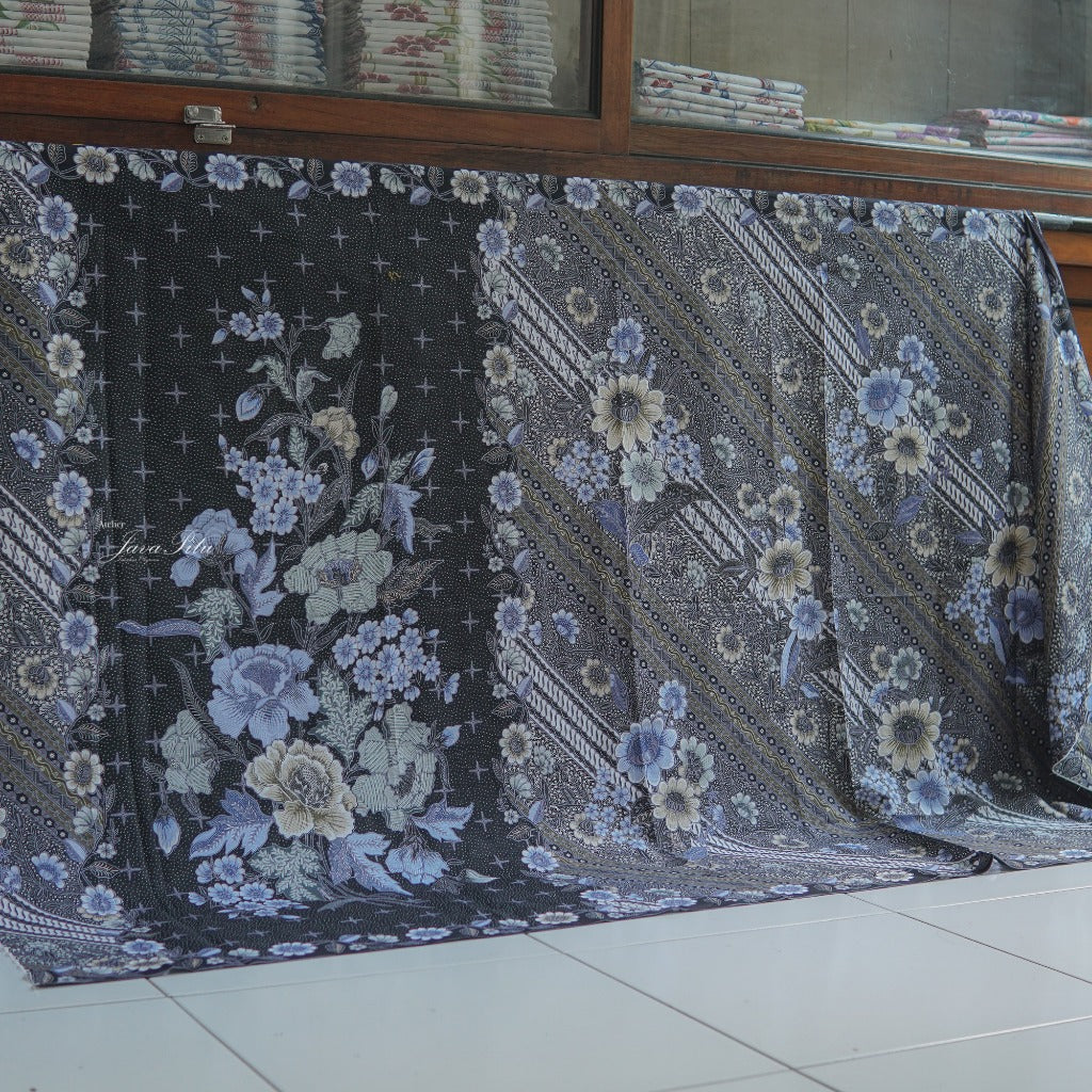 JavaPitu - Kain Batik Halus - DjawaBaru - Magnolia Hijau Biru - 6431 Kain Lilit - Sarung Lilit