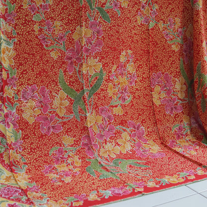 JavaPitu - Sarung Batik Cap Rayon Paris Handmade - Bunga Magnolia - 6407