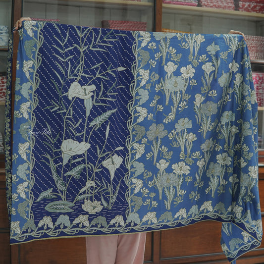 JavaPitu - Kain Batik Halus Arum Lily - Kain Lilit - Rok Lilit - 6404 - Biru