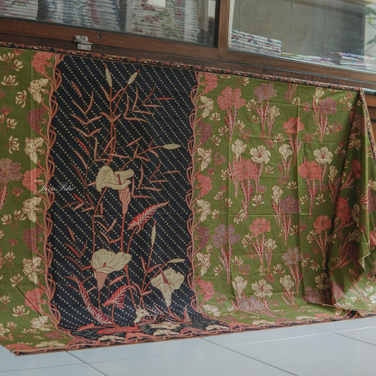 JavaPitu - Kain Batik Halus Arum Lily - Kain Lilit - Rok Lilit - 6404 -  Warm Olive